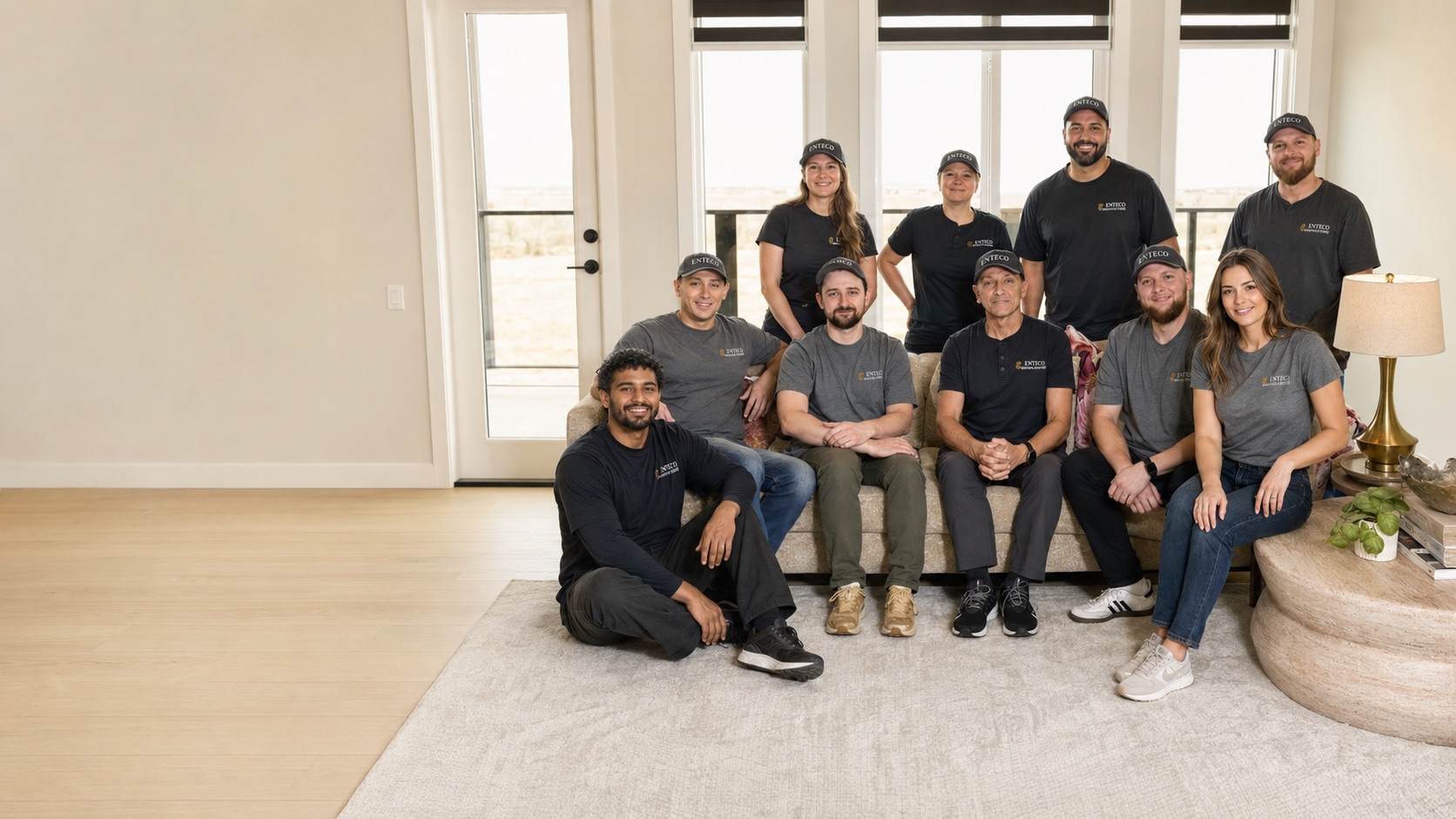 The full Enteco team together in a Calgary home
