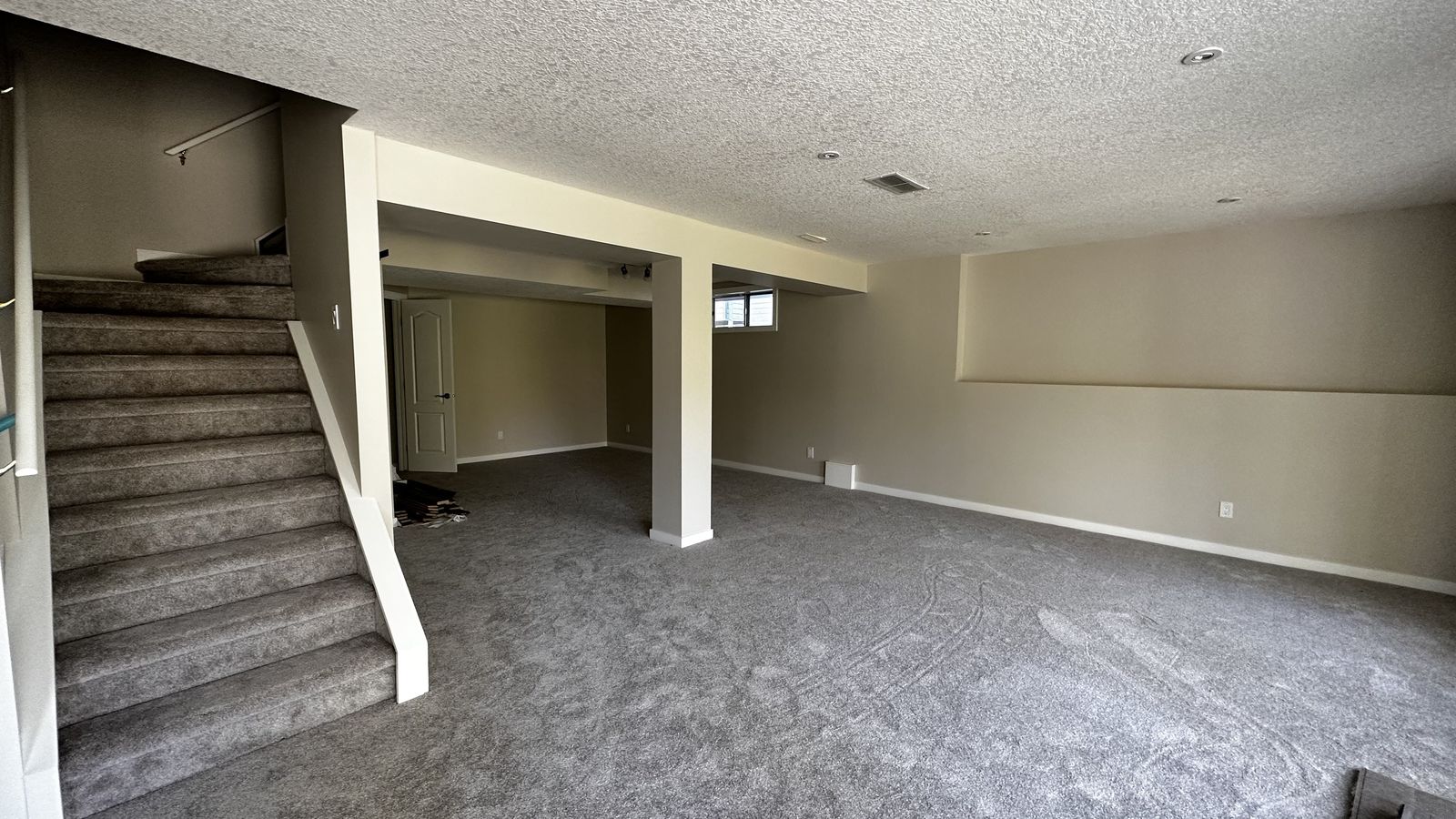 Finished basement rec room after development