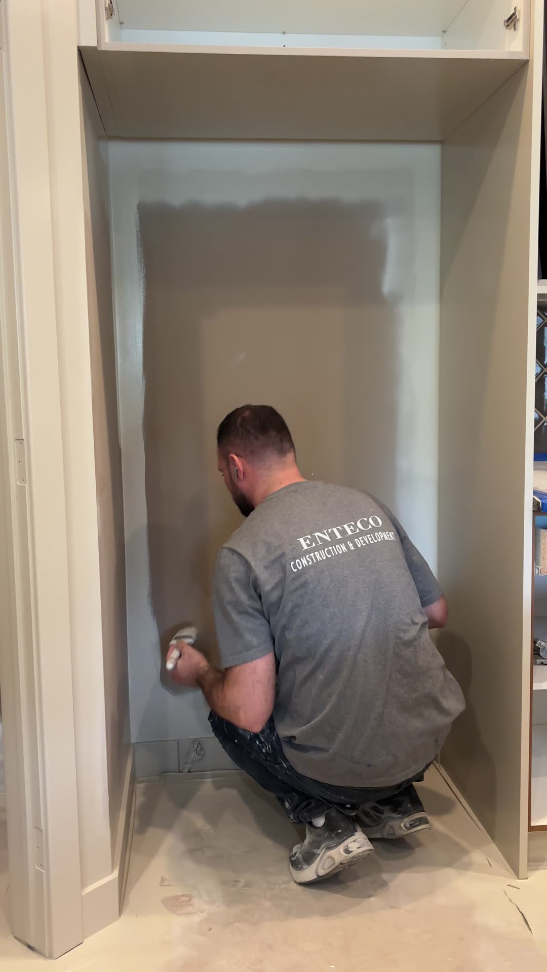 Freshly painted living room wall in a Calgary home